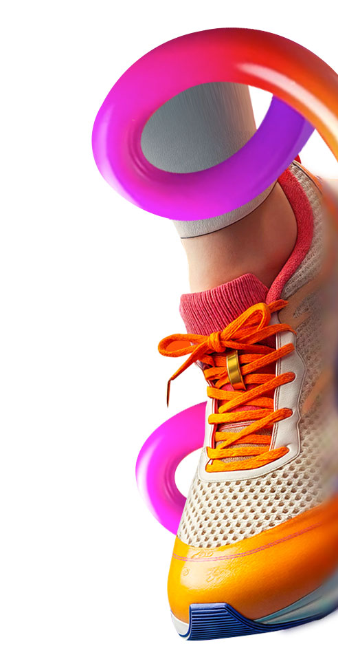 Tenis colorido representando el concepto de carrera.